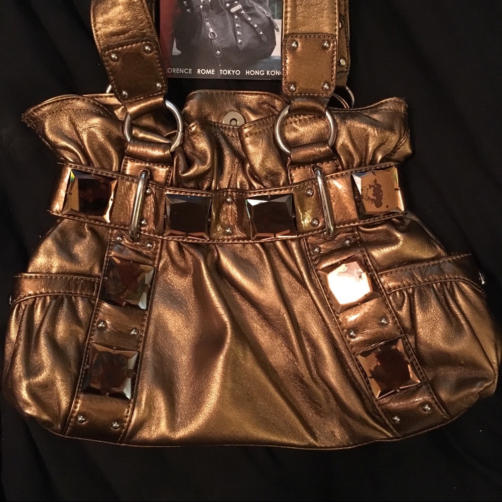 Used Kathy Van Zeeland Bronze Bejeweled Purse